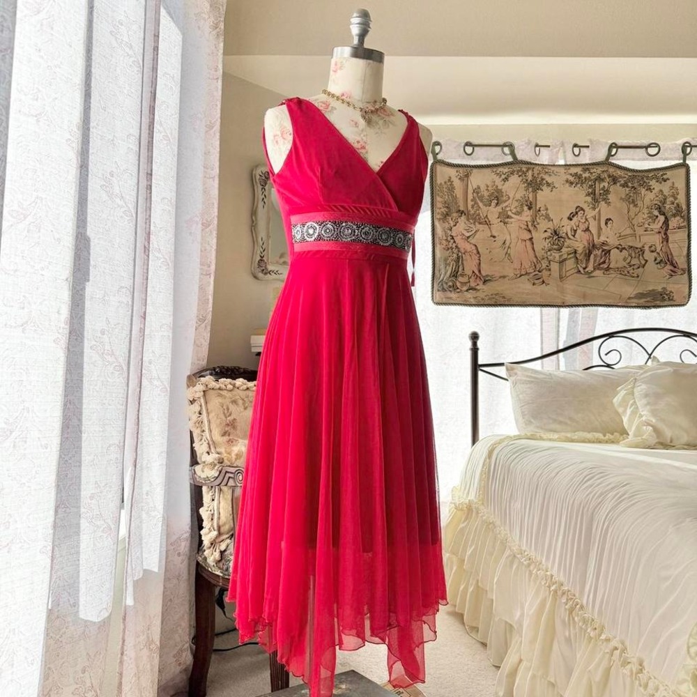 y2k‎ red fairy asymmetrical dress